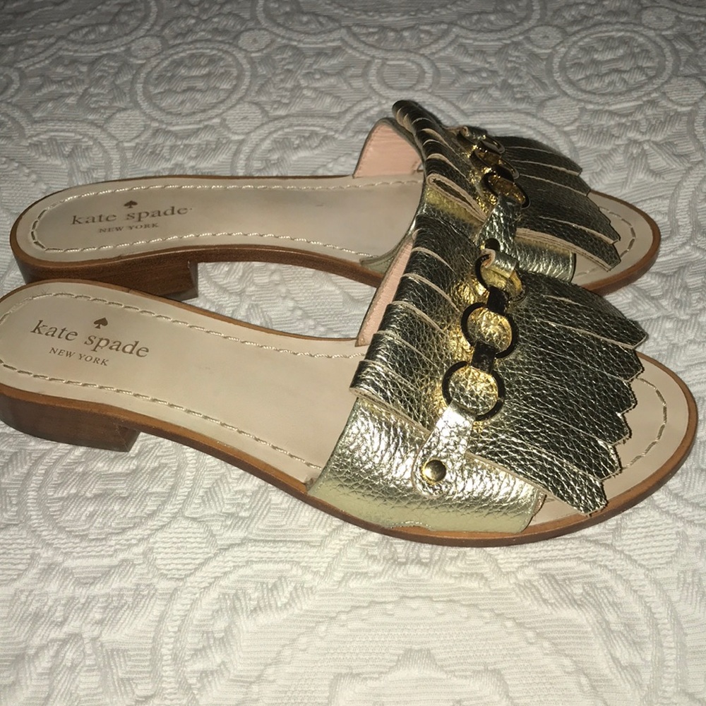 Kate Spade Gold Leather Slides